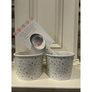 Target Bullseye Playground Icecream Ceramic Bowls Set with Sprinkles & Scooper